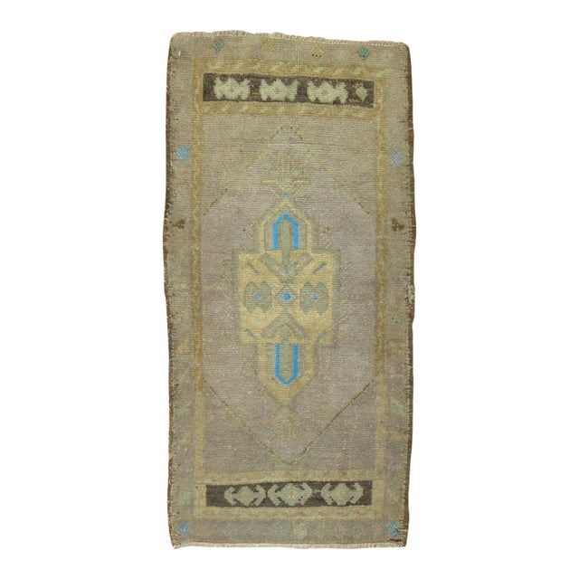 Lavender Electric Blue Vintage Turkish Oushak Throw Rug - 1'9" x 3'3" For Sale