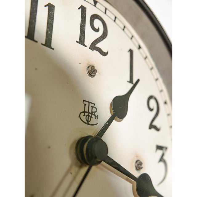 Industrial Antique Black Wall Clock with White Dial Face from International Time Recording Co. Ltd London, 1920s For Sale - Image 3 of 12