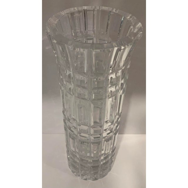 Mid 20th Century Crystal Cut Plaid Pattern Vase For Sale - Image 5 of 8