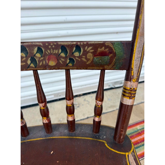 Antique Paint Decorated Pennsylvania Kitchen Windsor Side Chair For Sale - Image 11 of 17