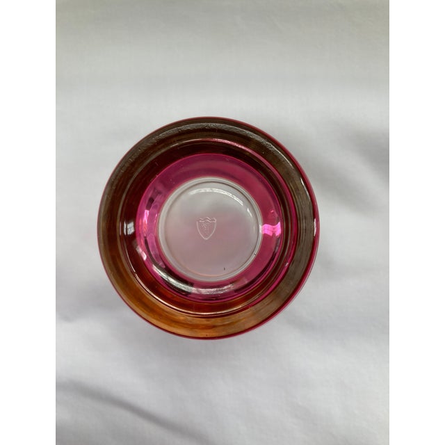 American Vintage Cranberry Flashed and Gold-Banded Juice Tumblers - Set of 4 For Sale - Image 3 of 3