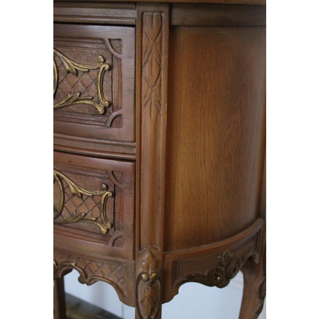 1940s 1940s Louis XV Fruitwood and Marble Two-Drawer Bedside Commode For Sale - Image 5 of 12