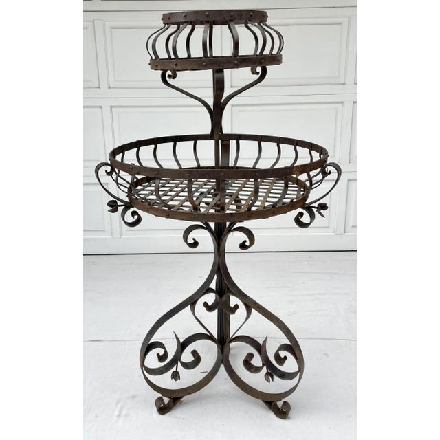 Vintage French Iron 2-Tier Garden Topiary Stand For Sale - Image 13 of 13