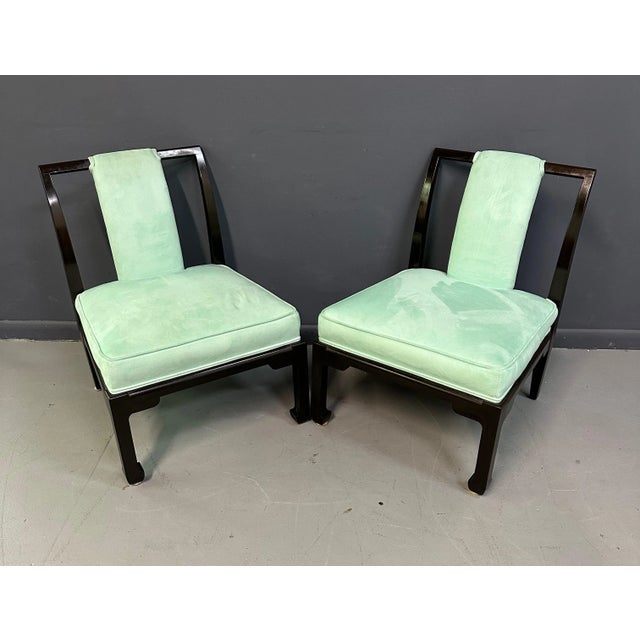 1940s Vintage James Mont Style Chinoiserie Marble Top Low Dining Table and Chairs - Set of 5 For Sale - Image 11 of 12