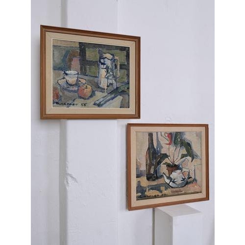 Sven-Olof Hamlet, Still Life with Plant, Oil Painting, 1959 For Sale - Image 9 of 12
