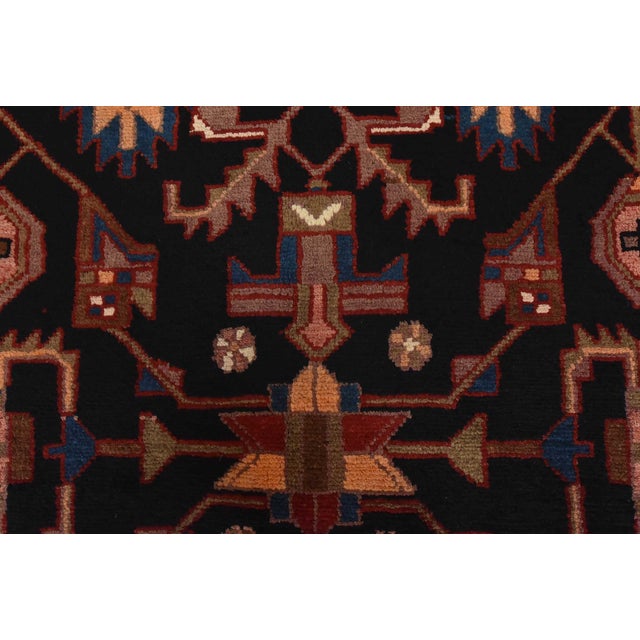 Blue Zanjan Rug 3’11” X 5’8” Blue Wool Vintage Tribal Hand-Knotted Oriental Carpet For Sale - Image 8 of 13