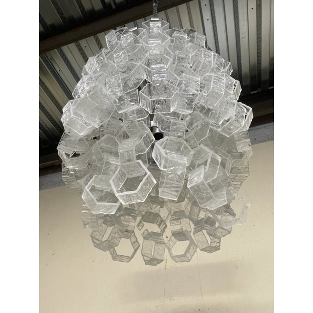 Cascade Chandelier with Hexagonal Glass attributed to Av Mazzega, 1970s For Sale - Image 18 of 18