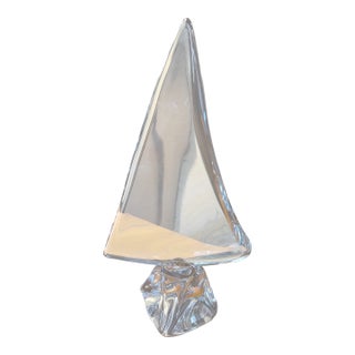 Daum Heavy Glass Sailboat Sculpture For Sale