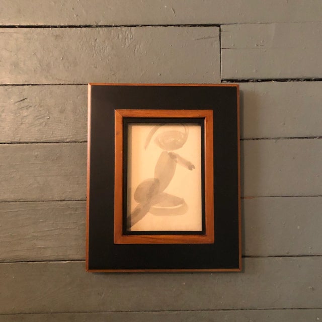 Vintage Original Nude Abstract Watercolor Painting Wood Photo Frame For Sale - Image 4 of 4