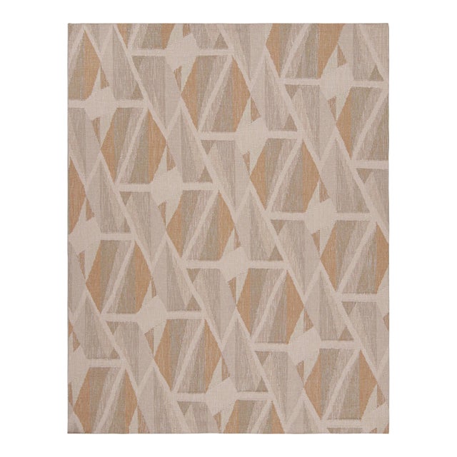 Rug & Kilim’s Scandinavian Style Geometric Rug in Beige, White and Terracotta 3x16 For Sale