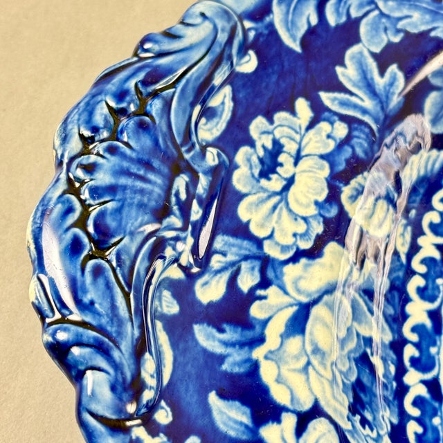 Ceramic Stubbs & Kent Georgian Cobalt Transferware ‘ Fruits and Flowers’ Platter, Circa 1830 For Sale - Image 7 of 16