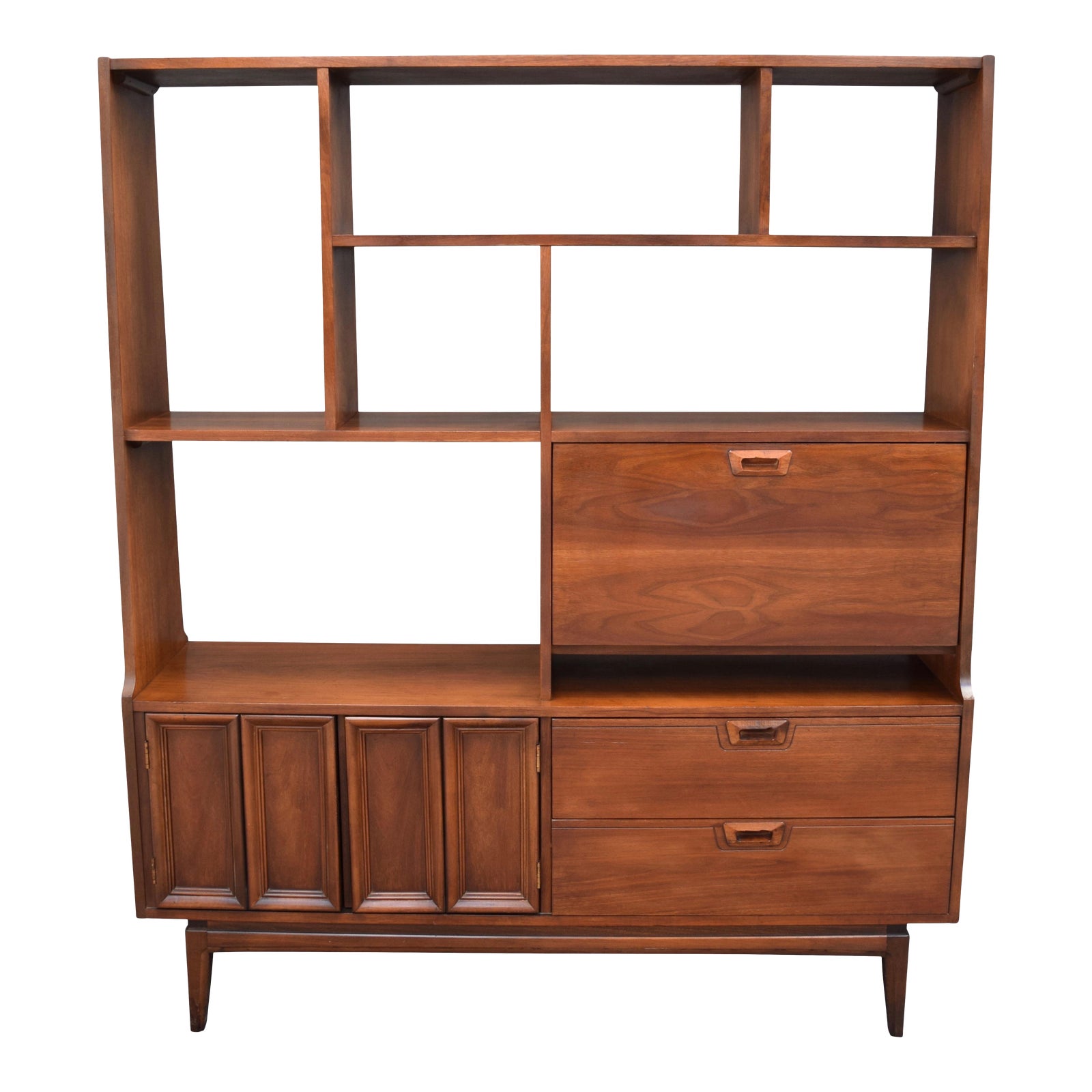 Vintage Mid Century Modern Walnut Bookshelf Room Divider Chairish