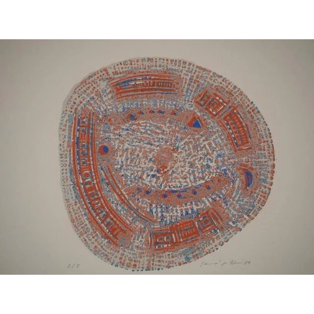 Seund ja rhee (1918-2009) circle of life: 24 minutes of 60 centuries, 1964 original wood engraving signed in pencil...