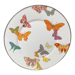 MacKenzie-Childs Butterfly Enamel Metal Serving Plate / Tray For Sale