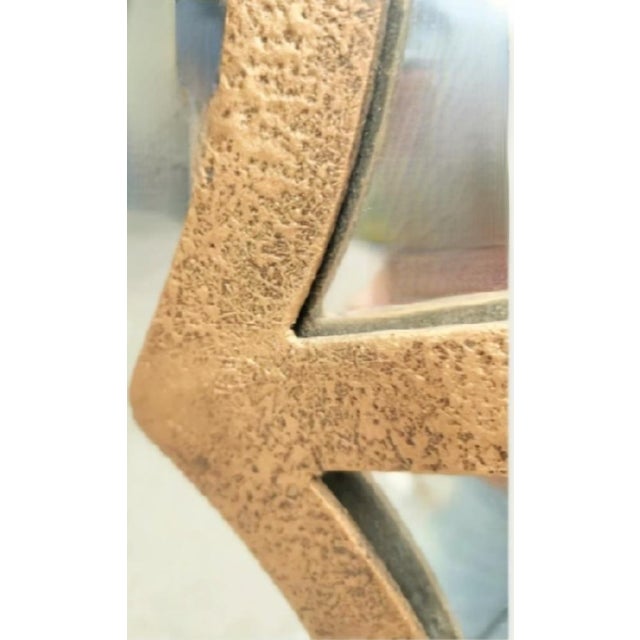 Monumental Hammered Gold Arched Moorish Pagoda Carvers Guild Style Hollywood Regency Wall Mirrors- A Pair For Sale In West Palm - Image 6 of 12