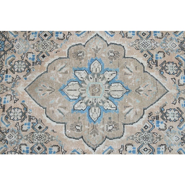 1970s Vintage Persian Handmade Wool Cotton Light Brown Area Rug For Sale - Image 9 of 11