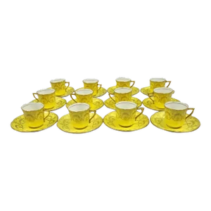 Royal Doulton Yellow and Gold Demitasse Espresso Cup and Saucers - Set of 12