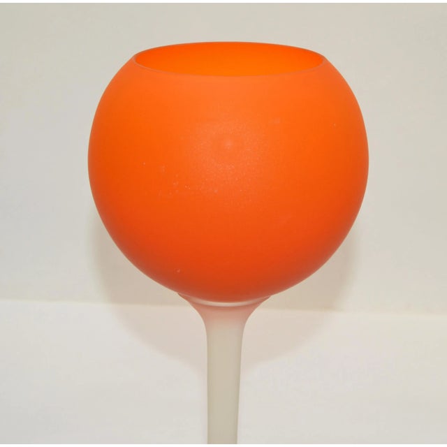 Rosenthal Netter 1960s Moretti for Rosenthal Netter Satin Red & Frosted Glass Vase Wine Glass Sculpture For Sale - Image 4 of 13