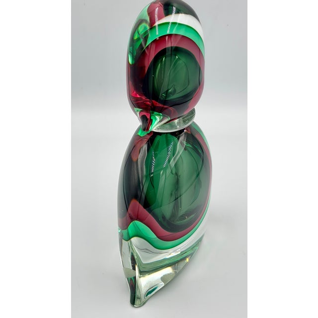 Mid-Century Modern 1950s MCM Murano Sommerso Teqnique Art Glass Sculpture Perfume Bottle Signed For Sale - Image 3 of 12
