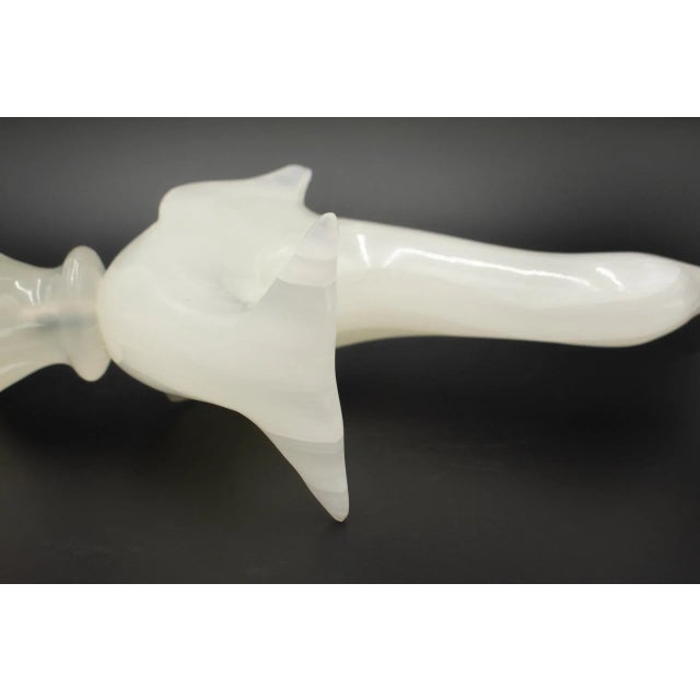 Mid 20th Century Large Vintage White Agate Seal Lion Balancing a Ball Sculpture For Sale - Image 9 of 12