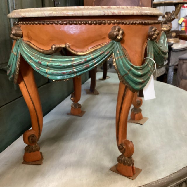 Italian Early 20th Century Petite Burnt-Orange Side Table From Italy For Sale - Image 3 of 12