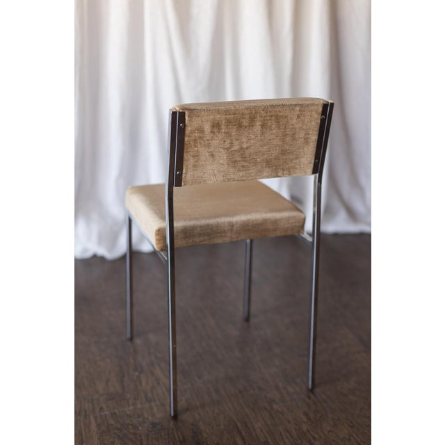 1950s Set of Six Mid Century Square Tube Chrome Dining Chairs For Sale - Image 6 of 14
