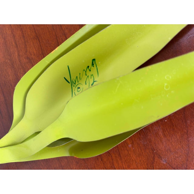 Signed Young ’92 Layered Metal Garden Vegetable Wall Sculptures – Set of 5 Hand-Painted Folk Art Pieces For Sale - Image 12 of 12