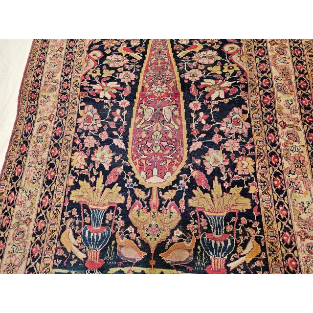 19th Century Persian Kerman Lavar Rug, Hand-Knotted Wool, Tree of Life Pattern, Navy & Ivory, 4x6 For Sale - Image 12 of 13