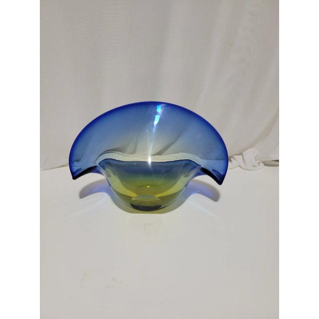 Blue Vintage Archimede Seguso Attributed Art Glass Clamshell For Sale - Image 8 of 12