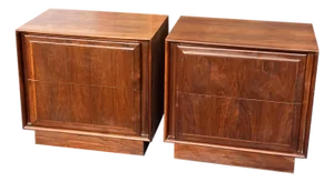 Mid Century Modern Vintage Nightstands or End Side Tables, a Pair
