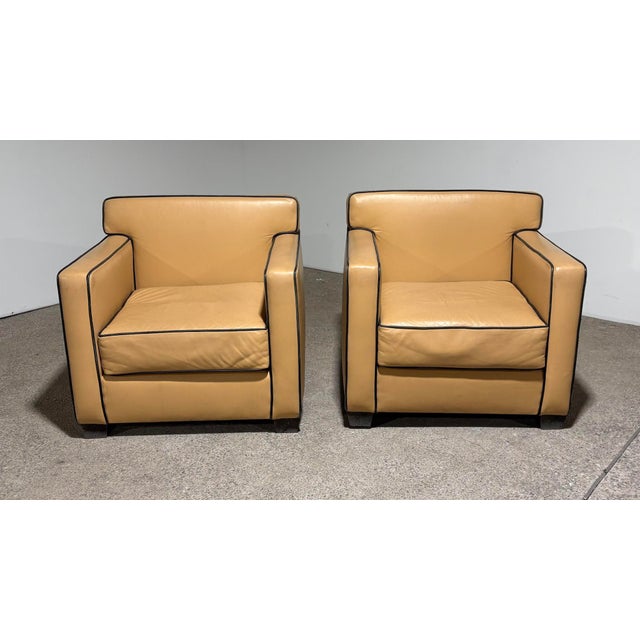 Early 21st Century Pair of Ralph Lauren Style Leather Club Chairs, C. 2000. For Sale - Image 5 of 10
