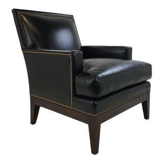 Pearson Transitional Black Leather Victoria Club Chair #328 For Sale