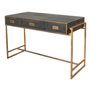 Modern Shagreen Embossed Leather Desk