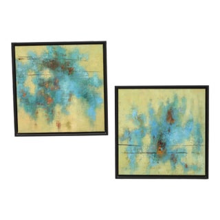 20th Century Original Abstract Oil Paintings on Canvas - Pair For Sale