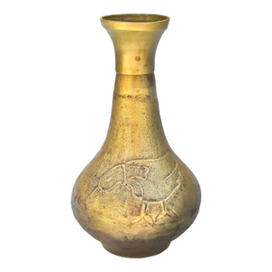 Early 20th Hand-Engraved Moroccan Brass Vase