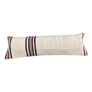 Turkish Hemp Pillow Cushion Natural Beige Black Cushion Cover 14"x45" For Sale
