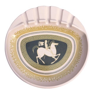 Mid-Century Greek/Roman Trojan Horse Motif Pink Ashtray For Sale