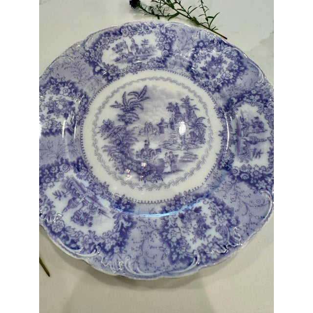 Antique New Wharf London Lavender & White English Garden Plate – Rare 9” English Transferware For Sale In Portland, OR - Image 6 of 7