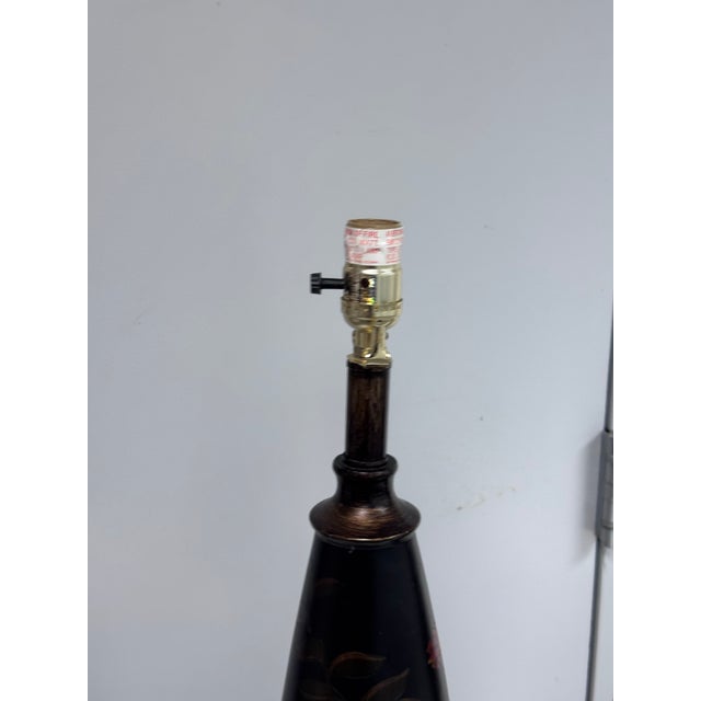 Circa 1990's Chinoiserie Hand Painted Floral Table Lamps, Pair For Sale - Image 11 of 12