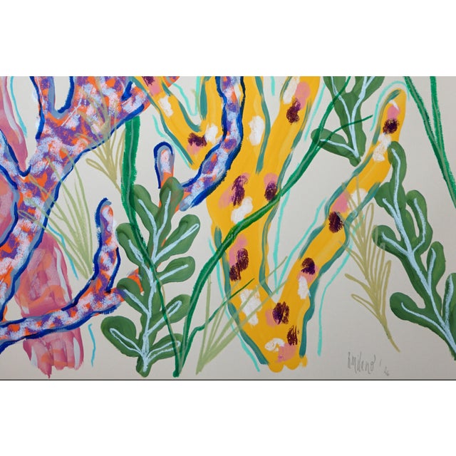 Pink 2026, Tropical Corals, Illustration Style Painting Triptych, Modern Seascape, Acrylic Paint on Watercolor Paper by Romina Milano For Sale - Image 8 of 11
