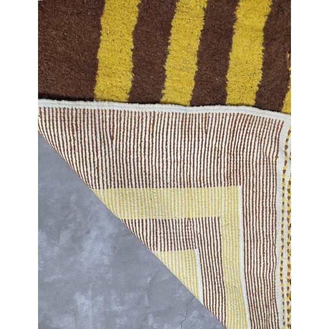 Brown Mustard Handwoven Berber Wool Rug - 9.5 X 6.6 Ft For Sale In Cleveland - Image 6 of 6