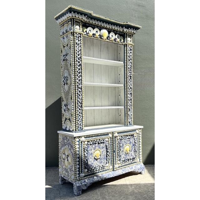 Wood Vintage Shell Encrusted Tall Etagere For Sale - Image 7 of 12