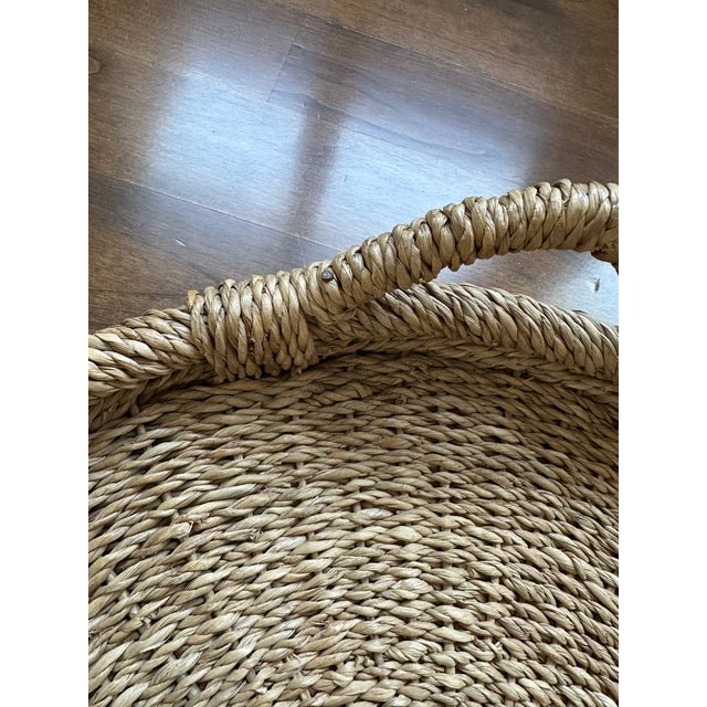 Vintage French 21” Woven Tray With Handles For Sale - Image 12 of 16
