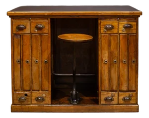 Antique Industrial Oak Architect's Desk With Integrated Swing-Out Stool c.1920