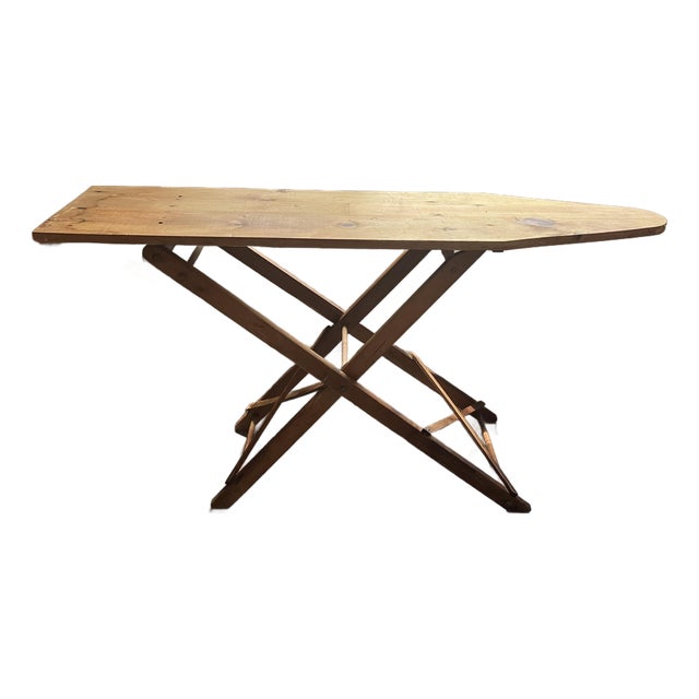 Vintage Wood Adjustable Ironing Board - 2 Heights - Flexible Tabletop For Sale