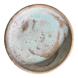 Mid 20th Century Studio Pottery Plate Signed – Celadon Glaze Ceramic Dish – Organic Modern For Sale