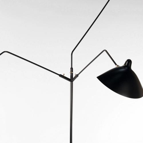 Mid-Century Modern Black Three Rotating Arms Floor Lamp by Serge Mouille For Sale - Image 9 of 15