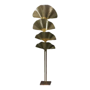 Contemporary Gold Brass Frame Leaves of Ginko Biloba Floor Lamp