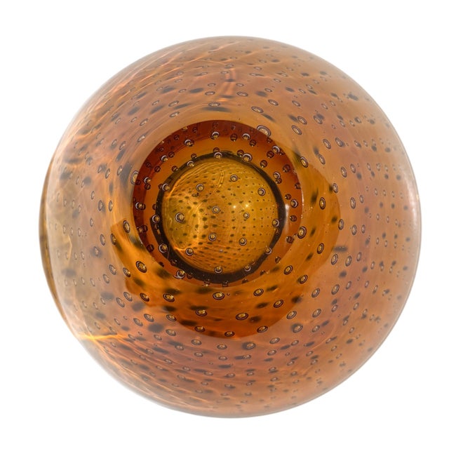 1970s Murano Amber Bullicante Art Glass Bowl, C. 1970s For Sale - Image 5 of 10