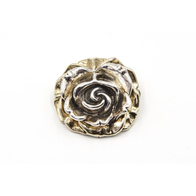 2.15" Three dimensional Sam Philipe sterling silver flower brooch that has two rings on the back so it can be used as a...